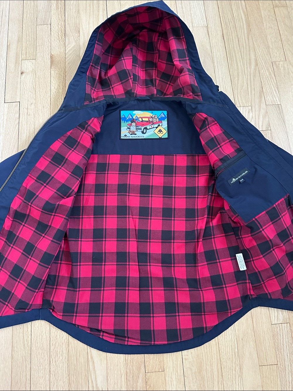 Moose Knuckles navy blue bomber rain jacket windbreaker medium - Picture 10 of 16